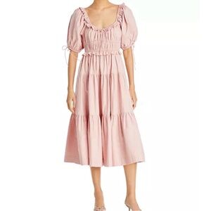 En Saison
Poplin Puff-Sleeve Tiered Midi Dress never worn with tag